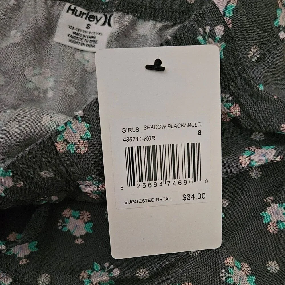 Hurley Skirt girls size Small Grey with Flowers New with Tags